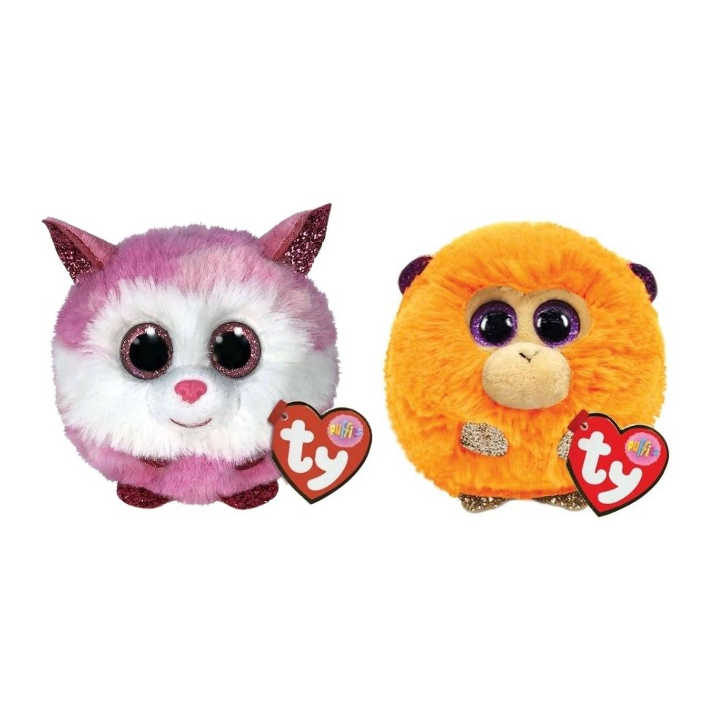 TY - Knuffel - Teeny Puffies - Princess Husky & Coconut Monkey - Meerkleurig