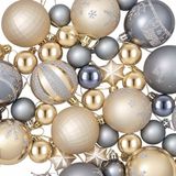 vidaXL Kerstballenset - 88 st - Goudkleurig en grijs - Ø 6 cm - Kunststof