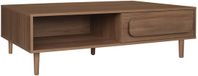 sweeek - Table basse vintage décor bois avec 1 tiroir et 2 compartiments 120cm - juliana