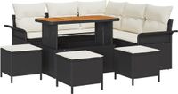 vidaXL Tuinbank Set 9-delig Zwart Poly Rattan