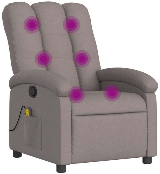 vidaXL Massagestoel verstelbaar stof taupe