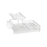 Wintem Afdruiprek met 2 niveaus, aluminium, roestvrij, 55,5 x 35 x 27,3 cm, wit
