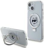 Karl Lagerfeld Serie - iPhone 15 Plus Hardcase - Ring Stand - MagSafe Compatibel - Wit