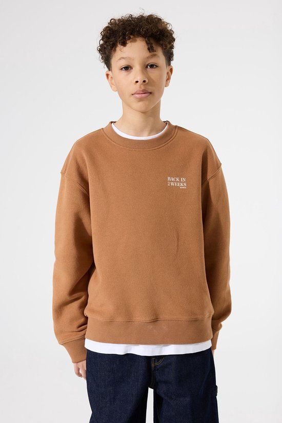 Garcia Jongens Tekst Print Sweater Bruin Lange mouw