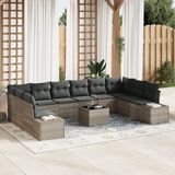 vidaXL Tuinbank Set Lichtgrijs Polyrattan