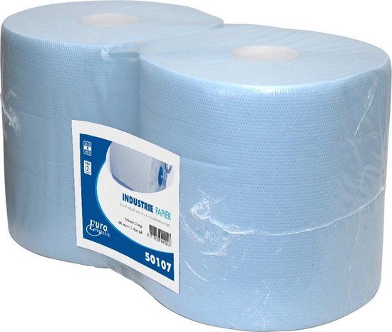 Euro Products Industriepapier Cellulose - 2 Rollen - Blauw - 190 meter - 26 cm
