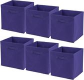 Urban Living Opbergmand/kastmand Square Box - 6x - karton/kunststof - 29 liter - paars - 31 x 31 x 31 cm