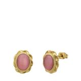 Lucardi - Boucles d'oreilles femme acier plaqué or vintage fleur rose