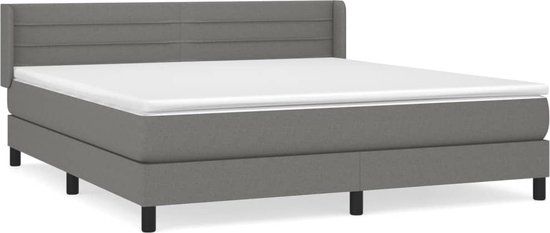 vidaXL Boxspring met matras stof donkergrijs 180x200 cm