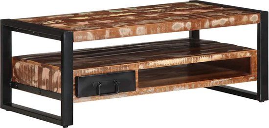vidaXL Salontafel 90x50x36 cm massief gerecycled hout meerkleurig