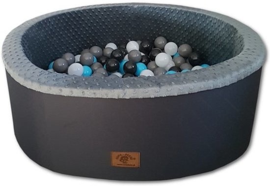 Viking Choice Ballenbak - stevige ballenbad - 90 x 30 cm - 200 ballen - wit, grijs, zwart en lichtblauw