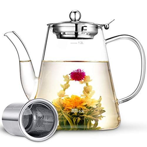 zpose Theepot glas 1200 ml - met zeefinzet - voor losse thee