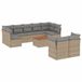 VidaXL Loungeset 10-delig avec coussins, poly rotin, beige