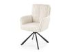 Fauteuil beige pivotant en tissu polyester côtelé avec pieds