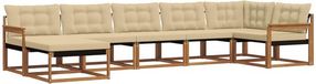 vidaXL - Hoek loungeset - 7 zitplekken - Massief Acacia Hout - Natuurlijk en Beige