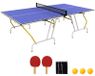 Table de tennis de table - Table de ping-pong pliable pour usage intérieur - Cadre en métal - 274x152x76 cm - Inclus 2 raquettes, 3 balles, filet - Bleu