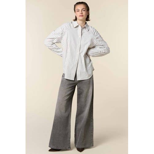 Homage to Denim wide leg jeans met ceintuur - grijs