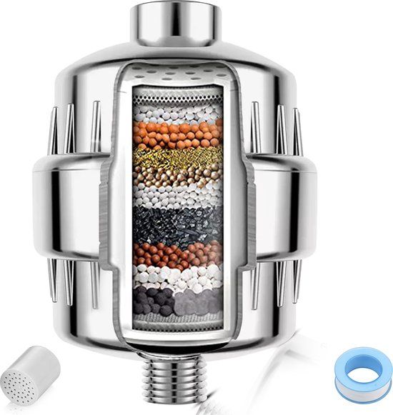 Toivo Douchefilter - 17 Stages - Zilver - Waterfilter Voor Douchekop - Shower Filter - Kraanfilter