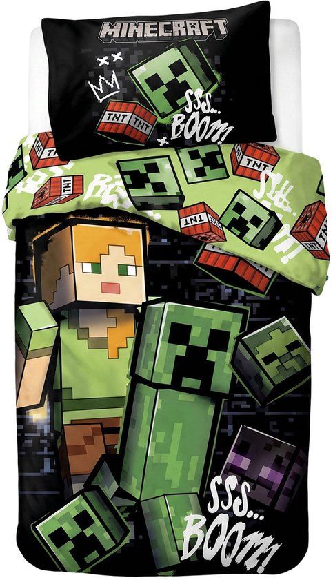 4KidsOnly Minecraft Dekbedovertrek Eenpersoons Katoen Meerkleurig 140x200 cm