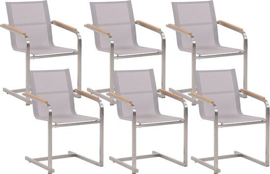 COSOLETO - Tuinstoel set van 6 - Zilver - RVS - Bistrostoel