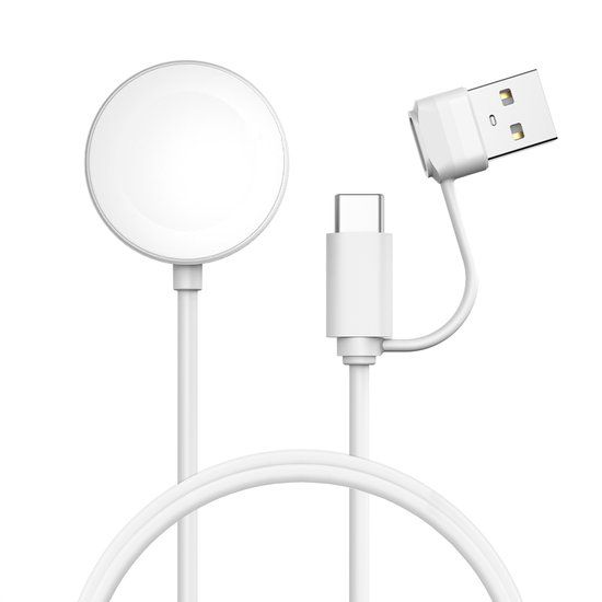 imoshion Oplaadkabel voor de Apple Watch USB-C en USB-A - 1 meter - Wit
