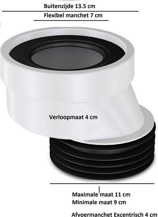 Aloni Toilet Afvoermanchet Excentrisch 4cm - Wit