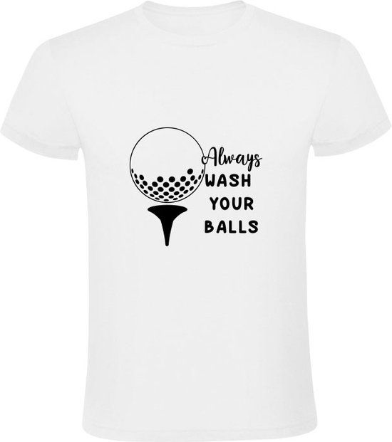 Always wash your balls Heren T-shirt - Wit - 5XL - Mannen