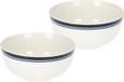 Excellent Houseware Bols à soupe/bols de service - 2x - Bologna - porcelaine - D13 x H7.5 cm - blanc/bleu - empilable