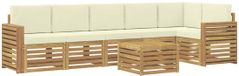 vidaXL - Buiten - bank - set - 7 - st - Wit - en - crèmekleurig - Polyester