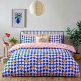 furn. Antares Dekbedovertrek Set - Sunshine Dambord Omkeerbaar Polycotton (Veelkleurig - King)