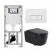 Geberit QeramiQ Dely Swirl Toiletset - 36.3x51.7cm - Geberit UP320 inbouwreservoir - met Burda frame - 35mm zitting - mat witte metalen bedieningsplaat - rechthoekige knoppen - mat zwart