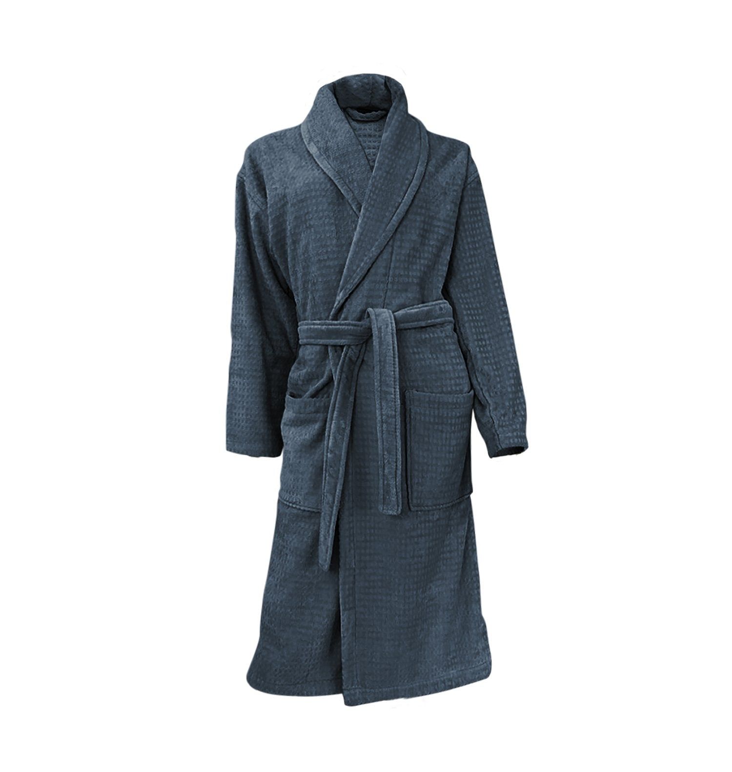 LINNICK Wafel Badjas Velour Katoen - ocean blue - XXL