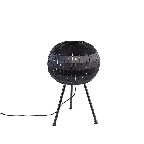 QAZQA Zoë Tafellamp - Zwart - Tripod - E27 - Max. 40W