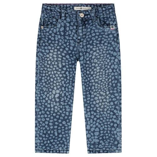 Stains&Stories tapered jeans met print - mediumblauw