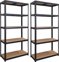 Nordevik Stellingkast - Set van 2 - 180x90x40cm - Metaal - Zwart