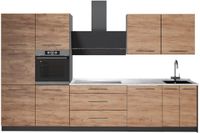 Vicco Complete keukeneenheid Fame-Line, Goudkleurig Eiken/Antraciet, 340 cm, WB Marmer