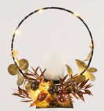 Theelichthouder Glazen theelichthouder met ledlicht, herfstdecoratie met paddenstoelen, eekhoorns, herfstbladeren, 16 cm, tafeldecoratie