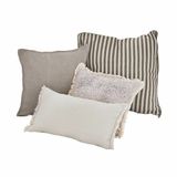 LOBERON Kussen set van 4 Valenciennes grijs/wit