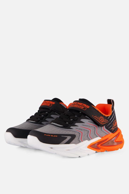 Skechers FLEX-GLOW ULTRA - PRISM-PACER Jongens Veterschoenen - Zwart / Charcoal / Rood
