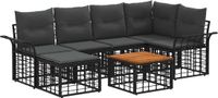 vidaXL - Hoek loungeset - 6 zitplekken - Polyester - Zwart en donkergrijs