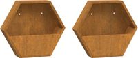vidaXL Plantenbakken Wandmontage - 2 stuks - 46x10x40 cm - Cortenstaal - Roestig