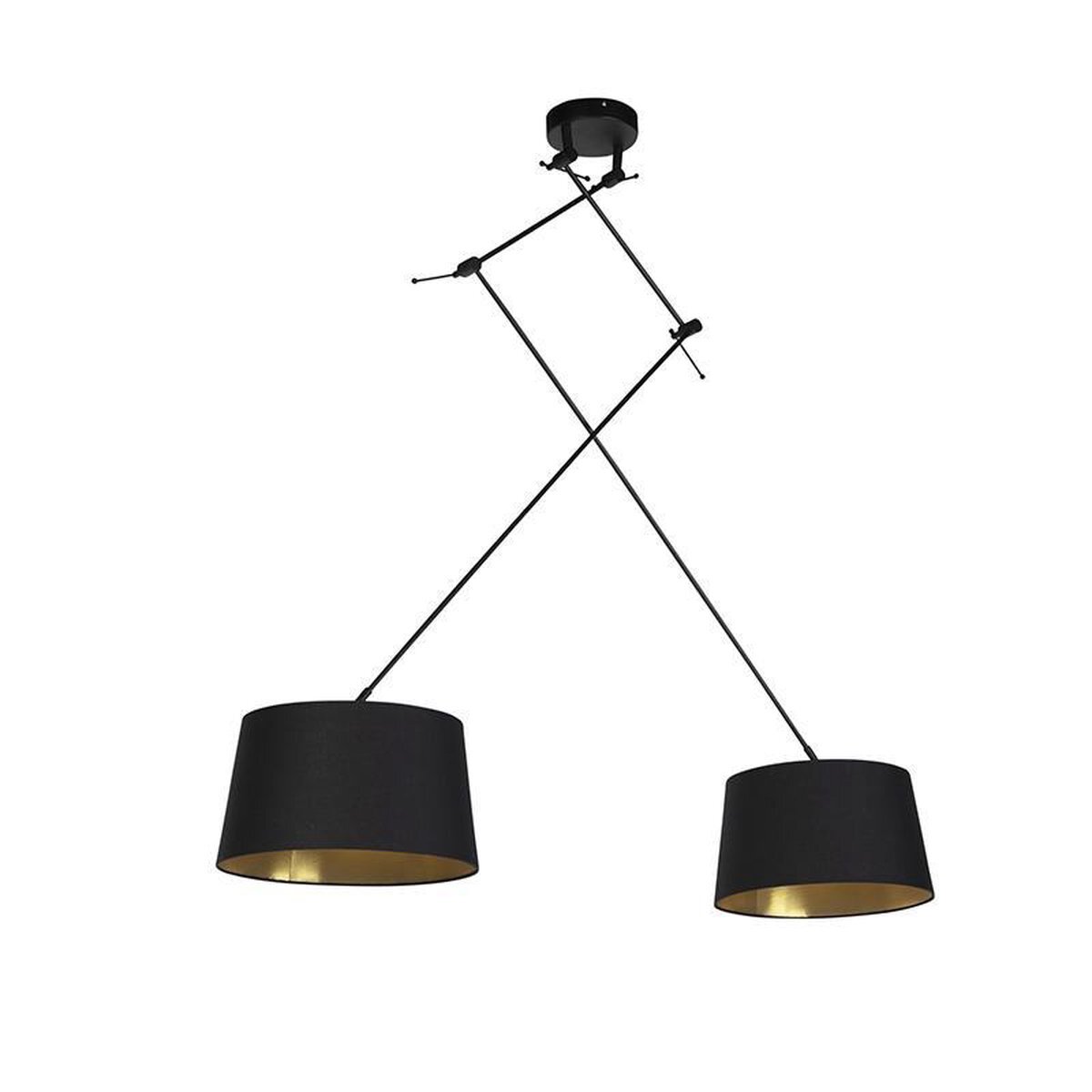 QAZQA blitz - Moderne Hanglamp met kap - 2 lichts - L 750 mm - Zwart - Woonkamer | Slaapkamer | Keuken