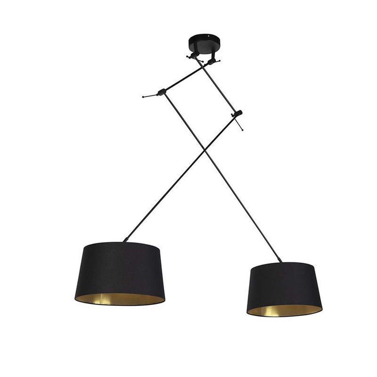 QAZQA Blitz Hanglamp - 2 Lichts - Zwart - L 750 mm - E27