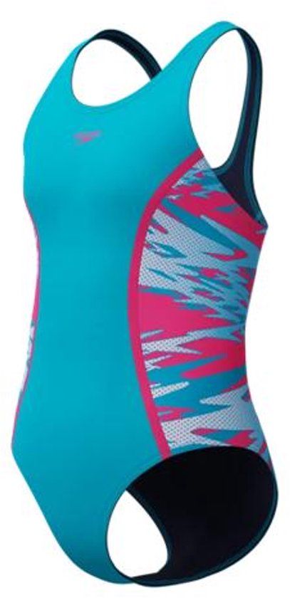 Speedo H-Boom Splice Muscleback 1 Piece Meisjes Sportbadpak - Turquoise/Roze