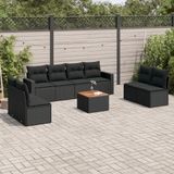 Maison Exclusive - Salon de jardin, 9 pièces, avec coussins, noir, en polyrotin