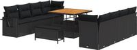 vidaXL Tuinbank Set Zwart Poly-rattan 2-zits