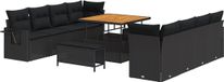 vidaXL Tuinbank Set Zwart Poly-rattan 2-zits