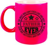 Bellatio Decorations Cadeau koffie/thee mok voor papa - beste papa - roze - 300 ml - vaderdag