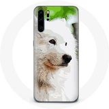 Maniacase Hoesje voor Huawei P30 Samojeed hond wit