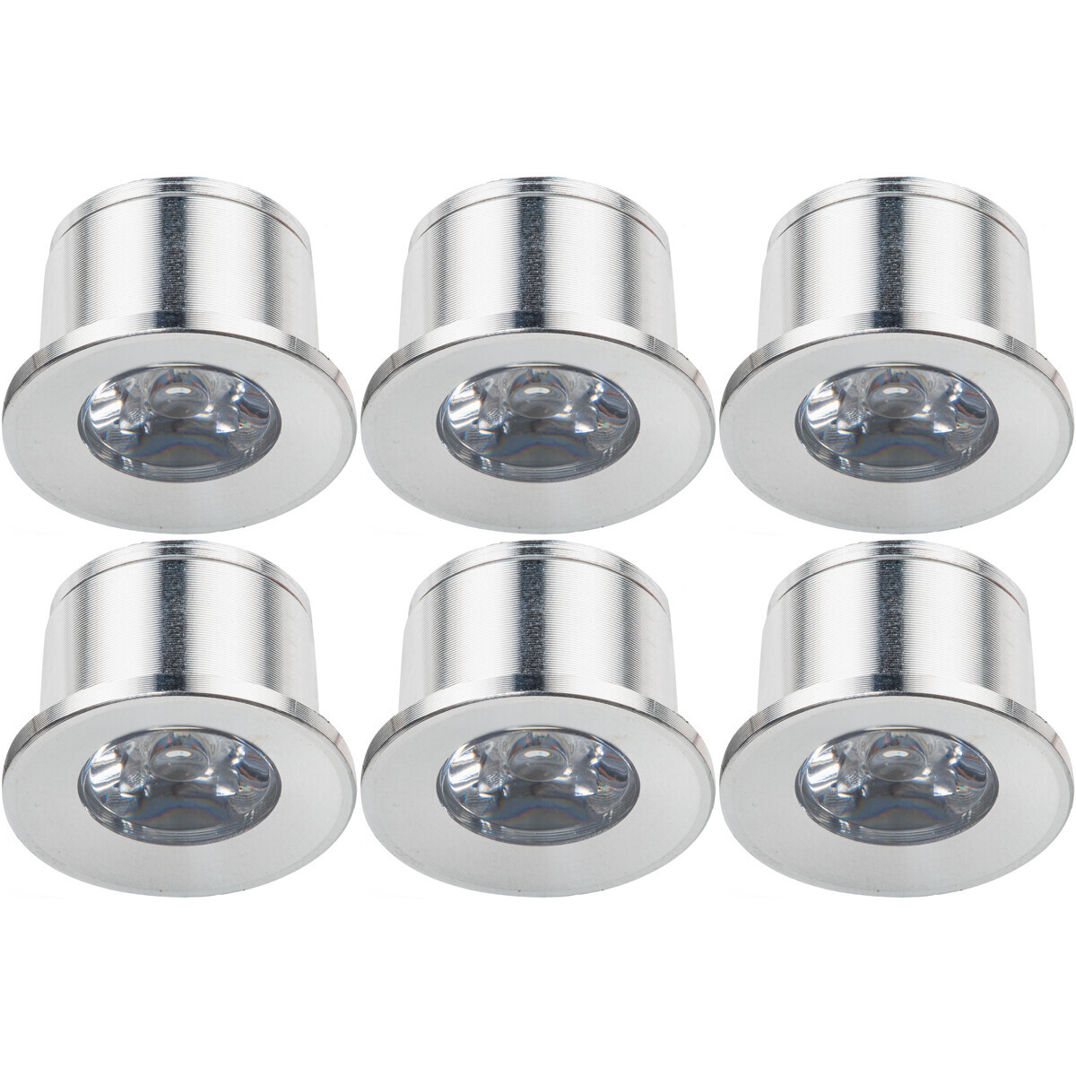 Velvalux Voordeelpak LED Veranda Spot Verlichting 6 Pack - 1W - Natuurlijk Wit 4000K - Inbouw - Rond - Mat Zilver - Aluminium - Ø31mm